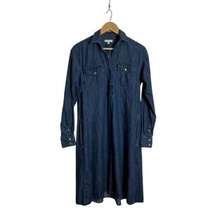 Ann Mashburn Small Denim Shirt Dress Pockets Organic Cotton relaxed Minimalist
